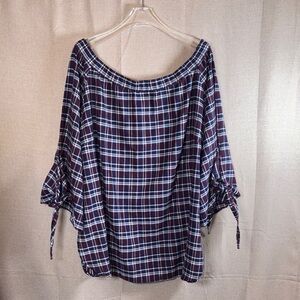 Denim 24/7 Red and Blue Plaid Blouse‎ Women’s 22W
